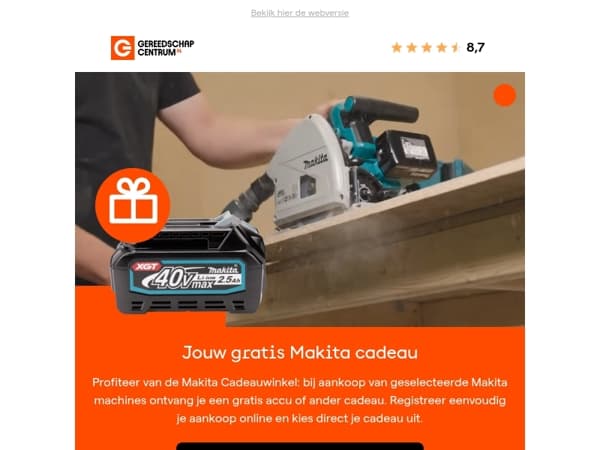 Ontvang een gratis Makita accu bij jouw aankoop!