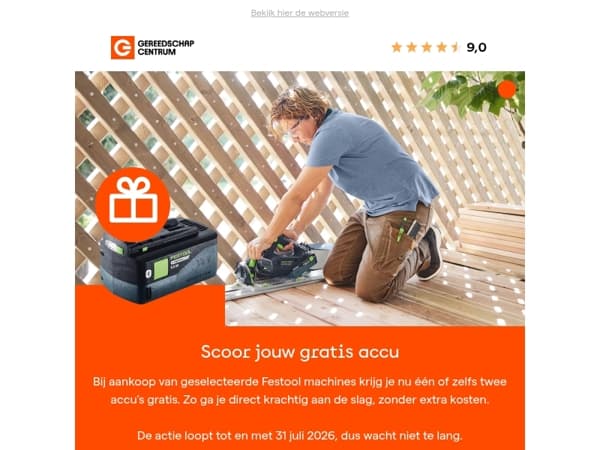 Scoor nu een gratis Festool accu