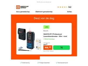 Deal van de dag: - 27% op Bosch GLM 50-27 C Professional Laserafstandsmeter - 50m - rood
