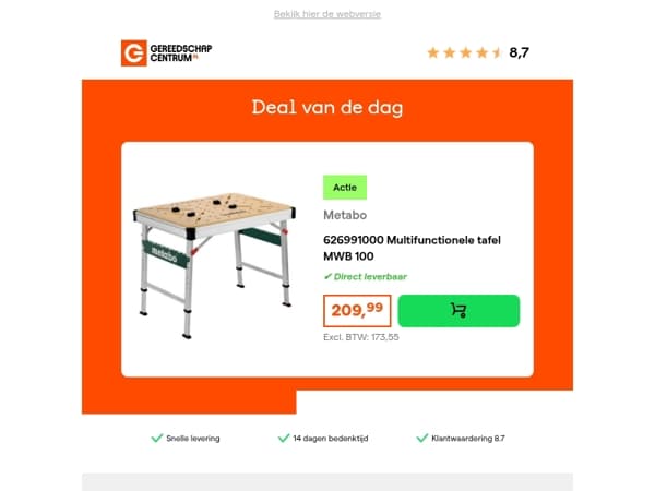 Deal van de dag: Metabo 626991000 Multifunctionele tafel MWB 100