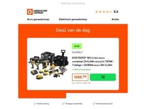 Deal van de dag: DeWALT DCK755P3T 18V Li-Ion accu combiset (3x5,0Ah accu) in TSTAK - 7-delige + DCB184 accu 18V 5,0Ah