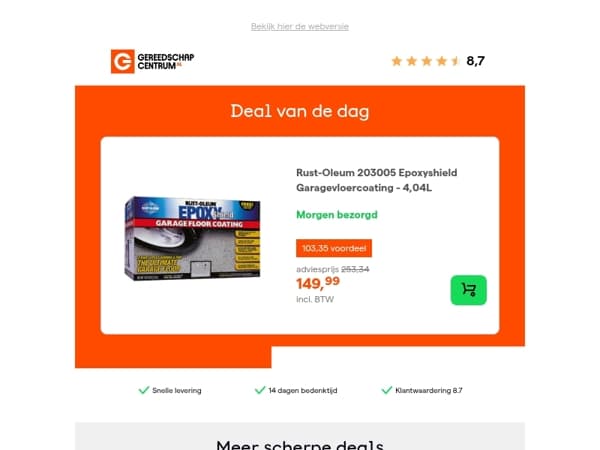 Deal van de dag: - 41% op Rust-Oleum 203005 Epoxyshield Garagevloercoating - 4,04L