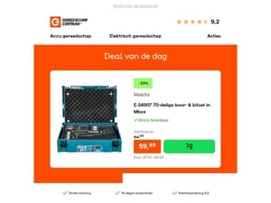 Deal van de dag: - 29% op Makita E-24907 70-delige boor- & bitset in Mbox