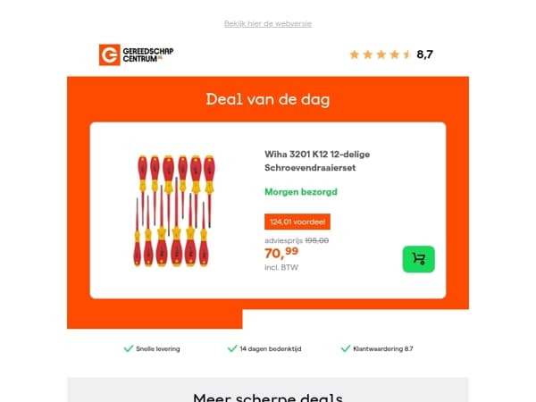 Deal van de dag: - 64% op Wiha 3201 K12 12-delige Schroevendraaierset
