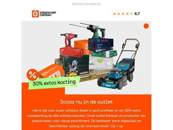 30% extra korting in de outlet