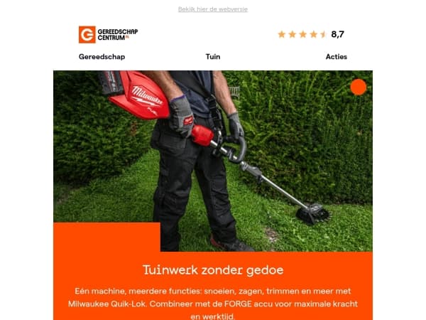 Krachtige tuinklusser? Milwaukee Quik-Lok!