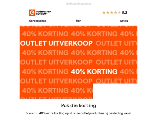 Mis 'm niet: 40% extra korting op de outlet