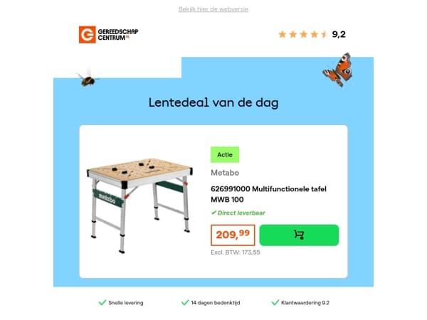 Lentedeal van de dag: Metabo 626991000 Multifunctionele tafel MWB 100