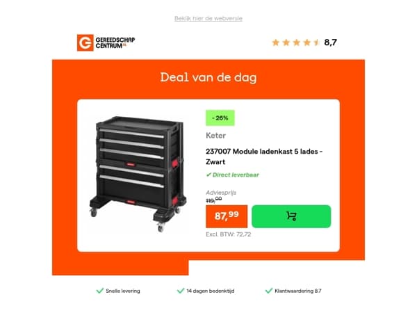 Deal van de dag: - 26% op Keter 237007 Module ladenkast 5 lades - Zwart