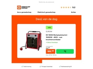 Deal van de dag: - 40% op EUROM EK 15002 Werkplaatskachel - 15000W - 400V - met krachtstroomkabel