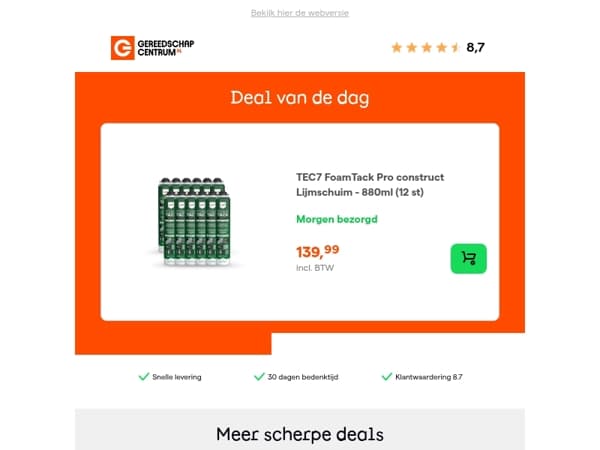 Deal van de dag: TEC7 FoamTack Pro construct Lijmschuim - 880ml (12 st)