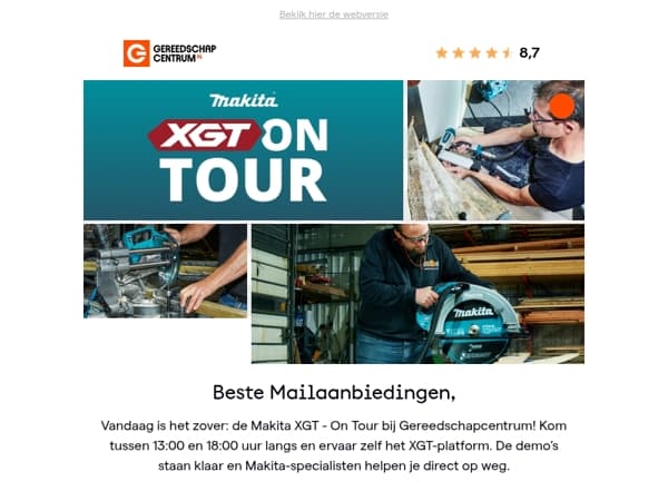 Ervaar de kracht van Makita XGT op donderdag 9 april