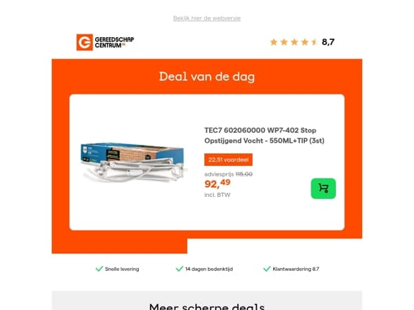 Deal van de dag: - 20% op TEC7 602060000 WP7-402 Stop Opstijgend Vocht - 550ML+TIP (3st)