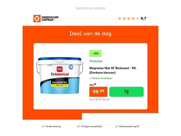 Deal van de dag: - 10% op Trimetal Magnatex Mat SF Biobased - 10L (Donkere kleuren)