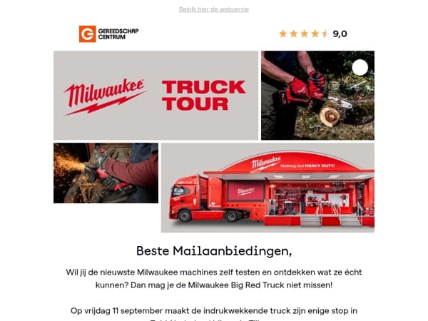 De Milwaukee Big Red Truck komt naar Tilburg!