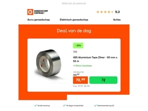Deal van de dag: - 33% op 3M 425 Aluminium Tape Zilver - 50 mm x 55 m
