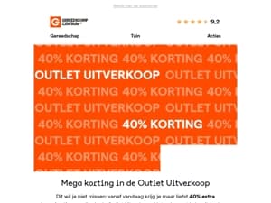 Outlet Uitverkoop: 40% extra korting