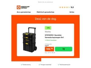 Deal van de dag: - 39% op Stanley STST83319-1 Quicklink Gereedschapswagen 3in1