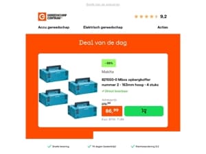 Deal van de dag: - 68% op Makita 821550-0 Mbox opbergkoffer nummer 2 - 163mm hoog - 4 stuks