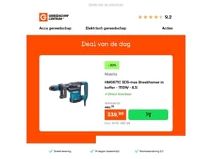 Deal van de dag: - 30% op Makita HM0871C SDS-max Breekhamer in koffer - 1110W - 8,1J