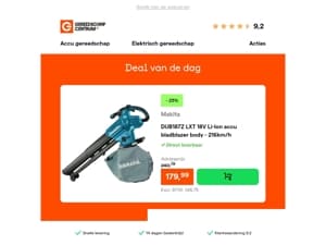 Deal van de dag: - 25% op Makita DUB187Z LXT 18V Li-Ion accu bladblazer body - 216km/h