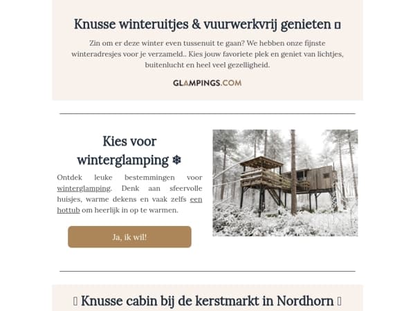 Knusse winteruitjes: glamping, kerstmarkten & vuurwerkvrij! 