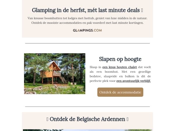 Herfst glampings + last-minute  kortingen! 🍂