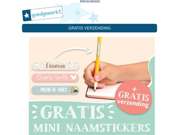★ 50% EXTRA gratis Mini Naamstickers 💥 Wacht niet te lang ⏰