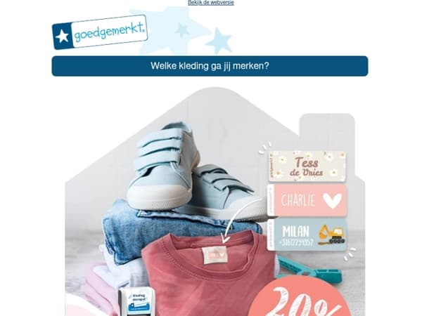 ★ 20% KORTING op alle kledinglabels! 🧣