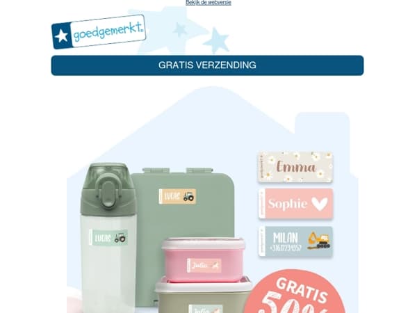 ★ 50% EXTRA KLEINE NAAMSTICKERS - profiteer nu van deze actie! ✏️
