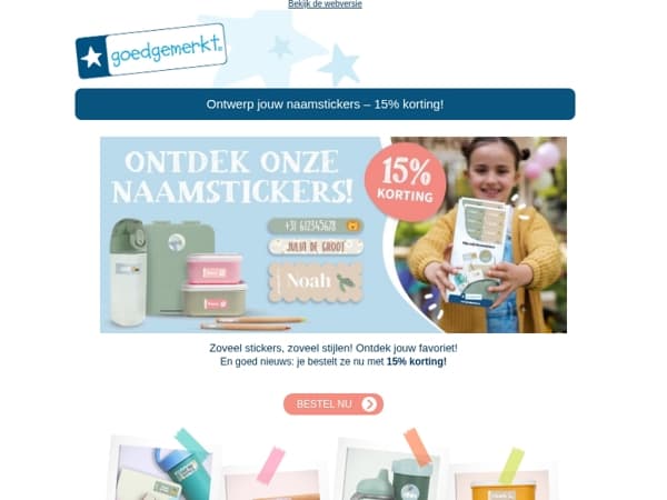 ★ Ontdek alle naamstickers + 15% korting op jouw favoriet! 🎉