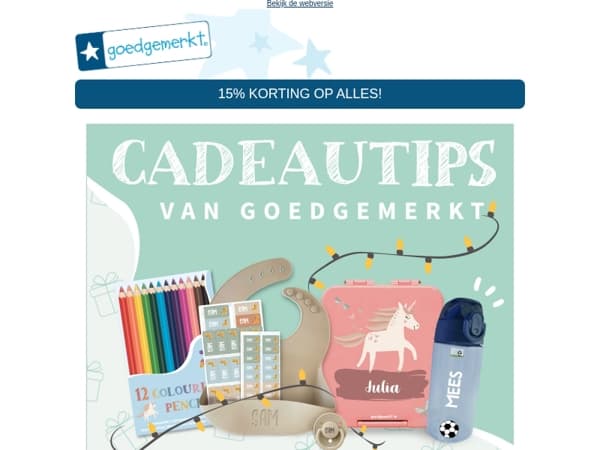 ★ CADEAUTIPS 🎁 15% KORTING op het hele assortiment