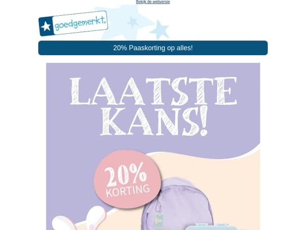 ★ LAATSTE KANS! 20% korting op alles! 🐰🥚