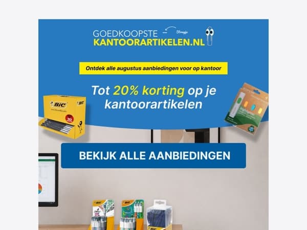 Deze maand tot 20% korting op je kantoorartikelen