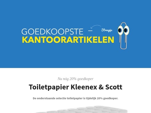 Scott + Kleenex toiletpapier nu 20% goedkoper