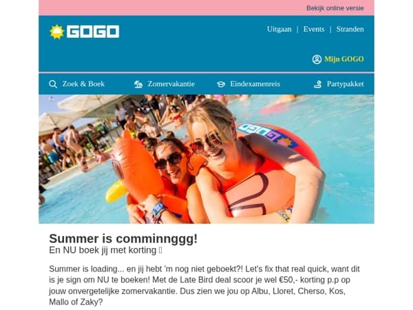 Hé Late Bird: tijd voor vacay (met korting!) 🌴