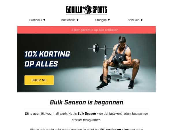 Bulk Season is on – 10% korting op alles