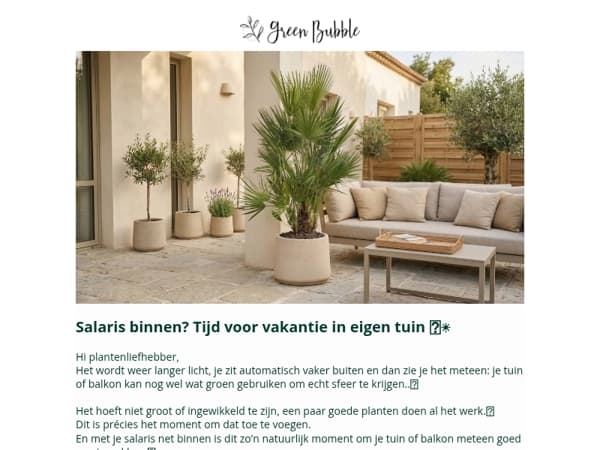 Salaris binnen? Tijd voor vakantie in je eigen tuin 🌿☀️
