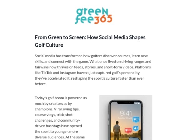 From green to screen: how social media shapes golf culture