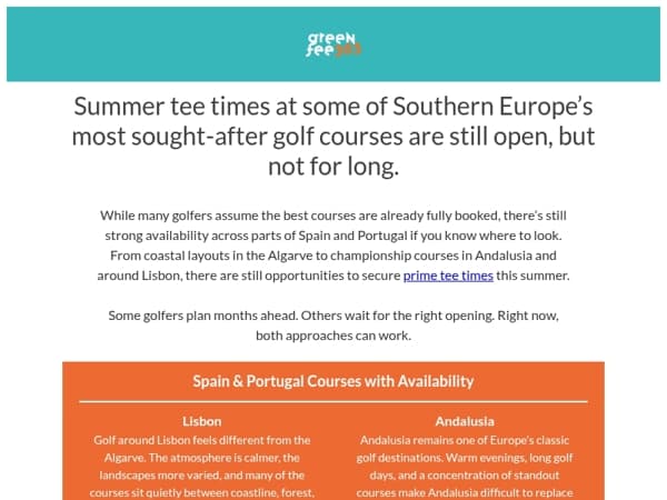 Summer Golf: Courses Filling Fast