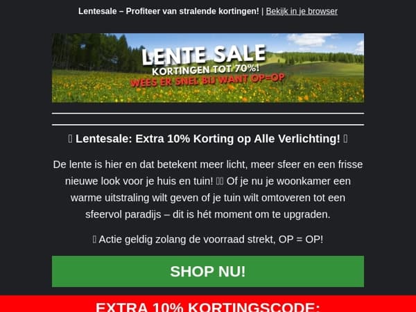 🌸 Lentesale! Tot 70% korting + extra 10% speciaal voor jou 🎁