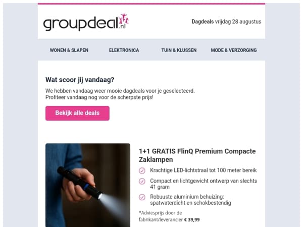 Vandaag: 1+1 GRATIS FlinQ Zaklampen! 🔦