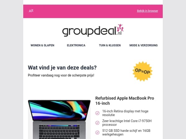 Ontdek de beste deals van vandaag!