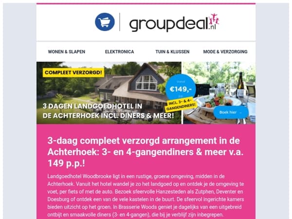 3-daag compleet verzorgd arrangement in de Achterhoek: 3- en 4-gangendiners & meer v.a. 149 p.p.! 