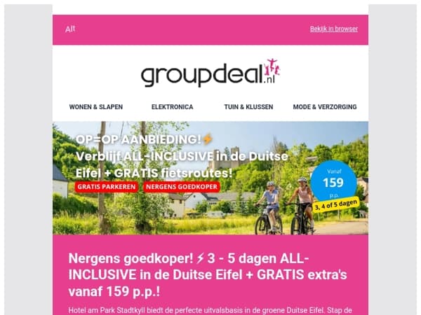 Nergens goedkoper! ⚡ 3 - 5 dagen ALL-INCLUSIVE in de Duitse Eifel + GRATIS extra's vanaf 159 p.p.! ️