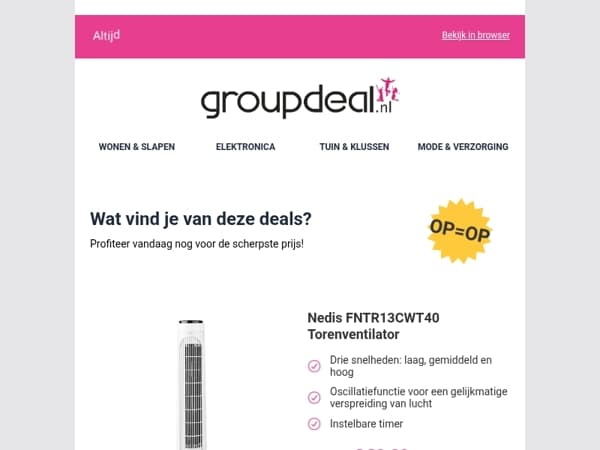 Ontdek de beste deals van vandaag!