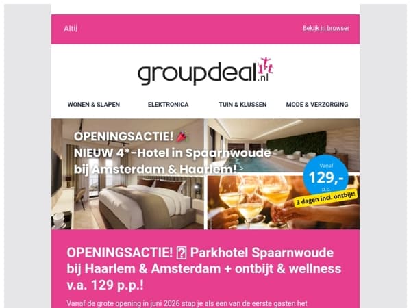 OPENINGSACTIE! 🎉 Parkhotel Spaarnwoude bij Haarlem & Amsterdam + ontbijt & wellness v.a. 129 p.p.!