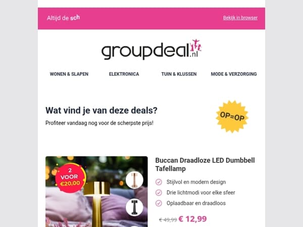 Bekijk de beste deals van de dag
