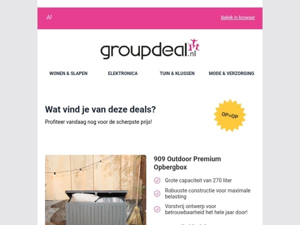 Ontdek de beste deals van vandaag!