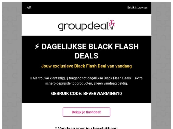 ⚡ Jouw Black Flash Deal van vandaag: 10% extra kassakorting op ALLE VERWARMING!